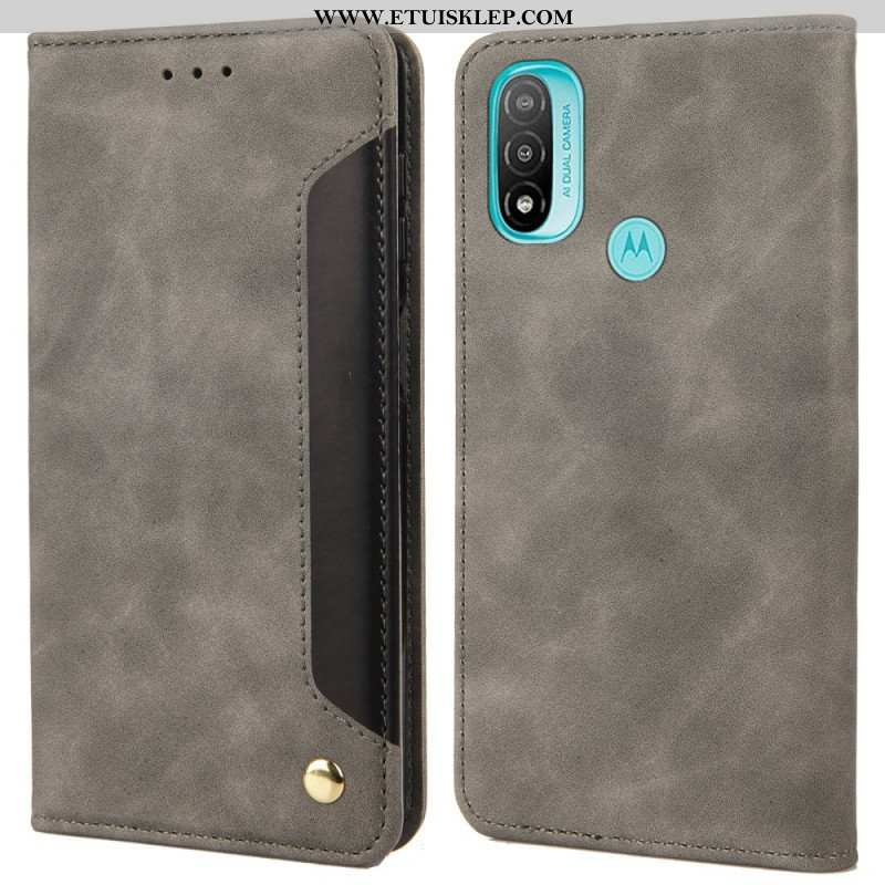 Etui Na Telefon do Moto E40 / E30 / E20 Etui Folio Dwukolorowy Biznesowy Efekt Skóry